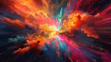 The vibrant colors seem to come alive bursting apart in a wild and energetic explosion.
