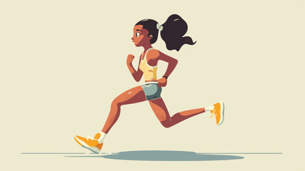 Fototapeta na wymiar Running Black Woman Cartoon Vector Illustration