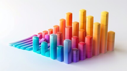 Obraz premium 3D render clay style of multicolor A Chart graph, isolated on white background