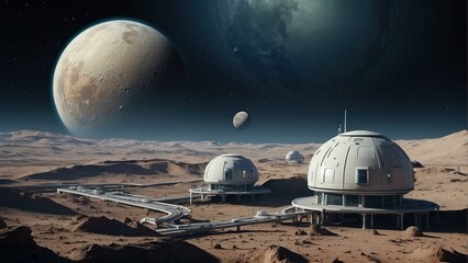 Futuristic Mars space colony illustration