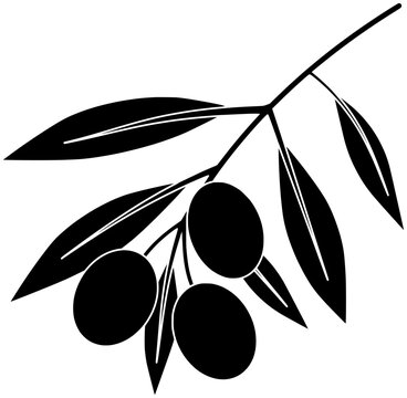 black olive branch simple design clip art preview