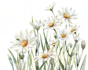 Bouquet of white daisy flowers. Watercolor illustration.
- 773562647