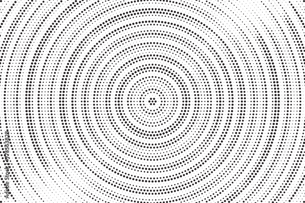 Poster Halftone vector background. Monochrome circular halftone pattern. Abstract geometric dots background. Pop Art comic gradient black white texture. 