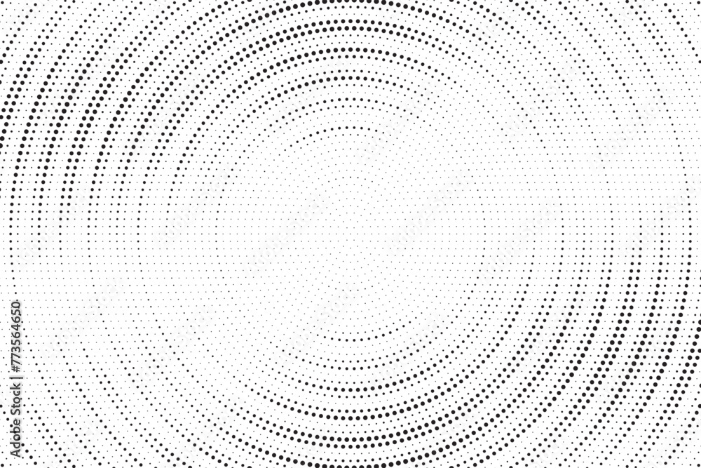 Aufkleber radial halftone spotted and dotted gradient background. concentric stains texture with fading effect