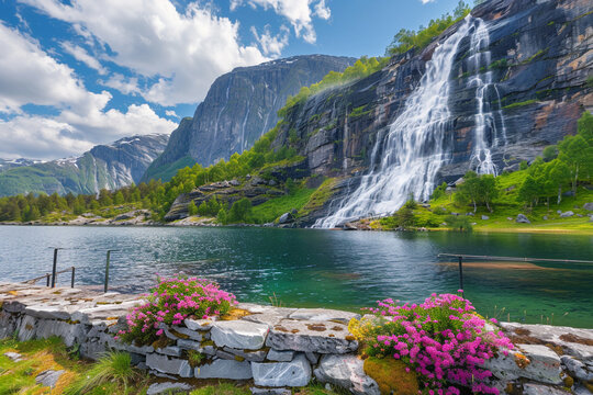 Waterfalls in Hardangervidda, Norway, include twin and double. The Espelandsfossen is located in the westernmost region of Hardangervidda, south of Odda.