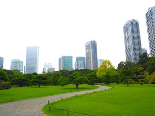 Obraz premium hama-rikyu gardens, these former imperial and shogunate gardens are a lesser-known oasis in the middle of the metropolis