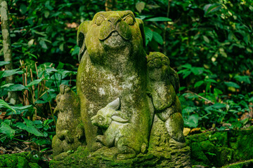 Statue in the Monkey Forest, Ubud, Bali, Indonesia.