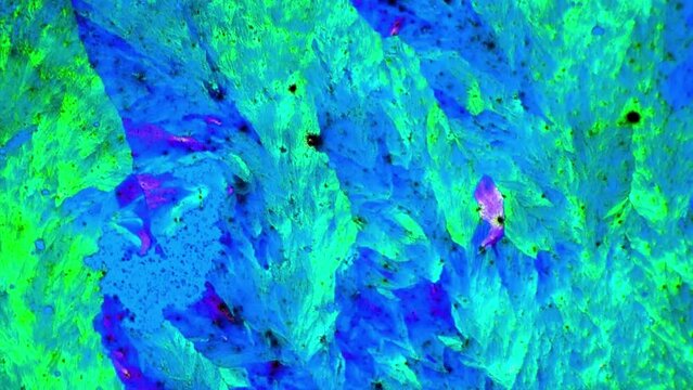 Acetaminophen Time Lapse under the microscope, using polarized light. 4K