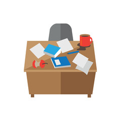 Messy desk icon clipart avatar logotype isolated vector illustration
