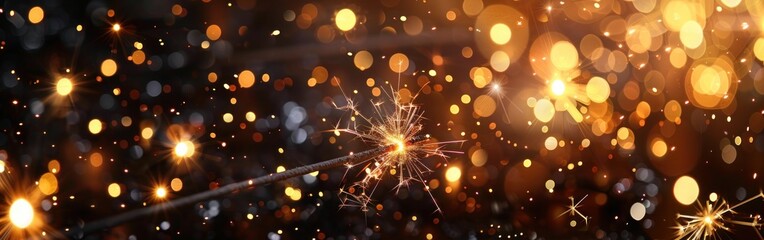 Sparkling New Year's Eve Bokeh Lights - Closeup Shot for Greeting Card or Event Promotion