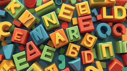 Alphabet block and colorful bricks illustration fla