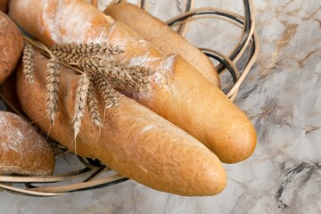 Multi grain bread with cut on a board