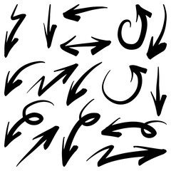 Set of Hand drawn vector arrows doodle on white background. design element vector illustration. - 773572222