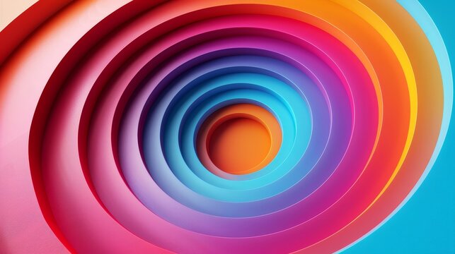 Circle futuristic background, 3D render clay style, Abstract geometric shape theme, colorful