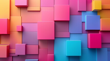 Rectangle futuristic background, 3D render clay style, Abstract geometric shape theme, colorful