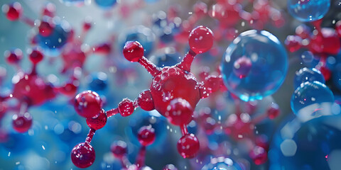 Blue Background with Red Spheres , Red Spheres on Blue Background , Blue Background Featuring Red Spheres