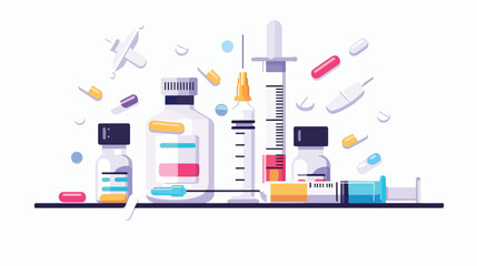 An Insulin and Syringe on White Background illustra - obrazy, fototapety, plakaty