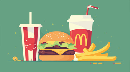 And fast food illustration flat cartoon vactor illu - obrazy, fototapety, plakaty