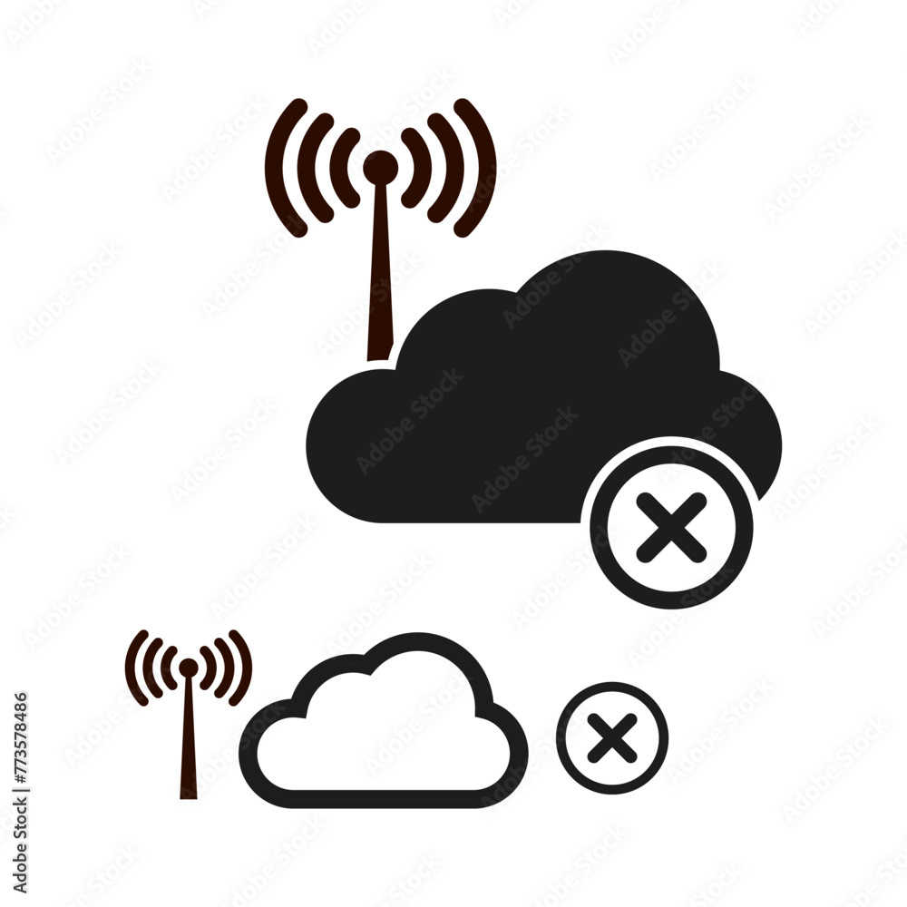 Poster cloud connectivity issues. signal tower and outage. network error concept. vector illustration. eps 