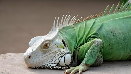 an iguana with its tail curled up upscaled 4 - obrazy, fototapety, plakaty