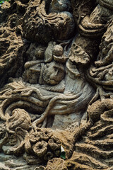Monkey sculpture in the Monkey Forest. Ubud, Bali, Indonesia.
