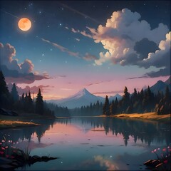 sunset over lake
