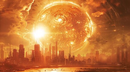 Heat wave. An advanced civilization harnesses the sun's wrath, converting heat to power, amidst a warming world