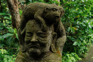 Sculpture of Monkey in the Monkey Forest. Ubud, Bali, Indonesia.