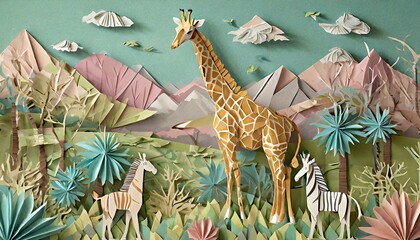 animales origami - obrazy, fototapety, plakaty