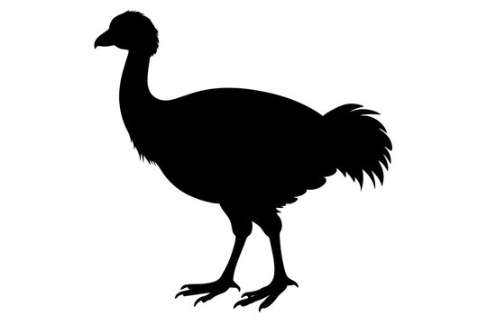 black dodo bird silhouette on white background clip art preview