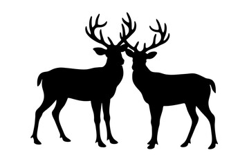 Naklejka na ściany i meble mating deer silhouette vector illustration