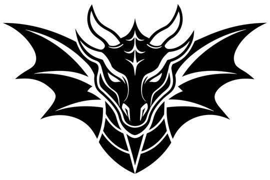 dragon head silhouette vector  illustration
