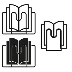 Open book icon set. Educational literature symbols. Reading and learning vector elements. Knowledge and education design. Vector illustration. EPS 10.
