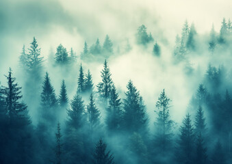Fototapeta premium Forest in vintage retro style background