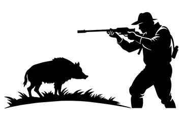 hunter man silhouette vector illustration