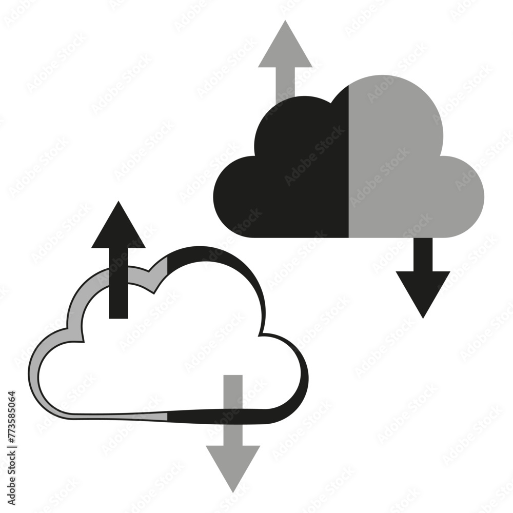 Poster cloud computing upload and download icons. data transfer concept. vector illustration. eps 10.