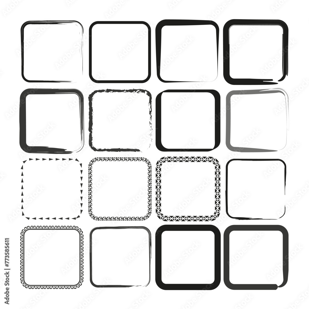 Poster diverse square frames set. bold and patterned borders. vector illustration. eps 10.
