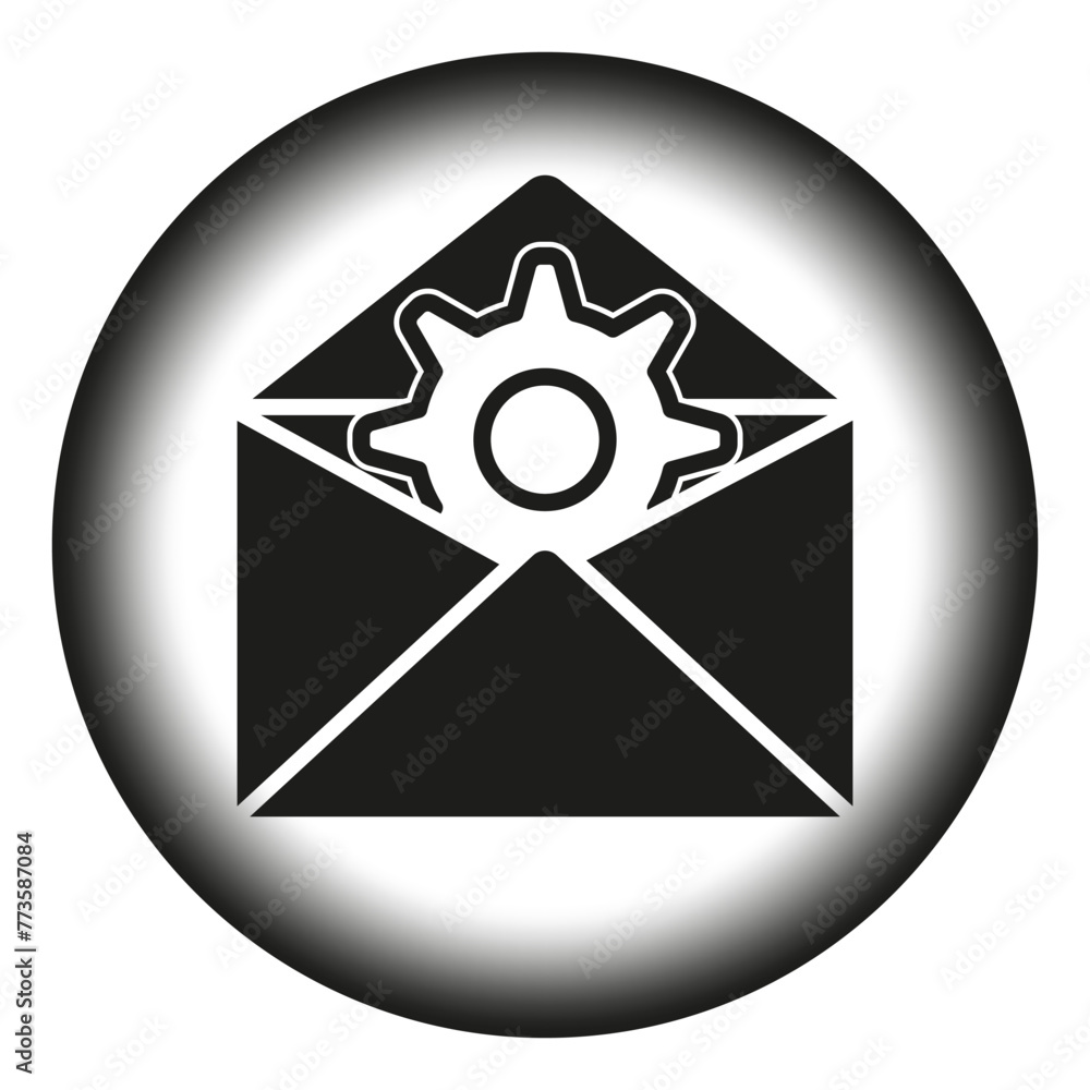 Poster email settings concept icon. envelope with gear symbol. configuration or preferences of mail. vector