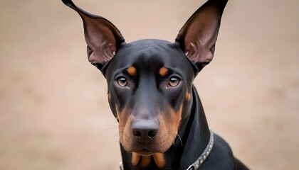 Doberman Pinscher posing confidently with its ears standing erect   (2)