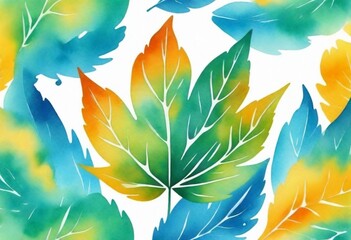 watercolor painting Design a stylized leaf logo wi (2) - obrazy, fototapety, plakaty