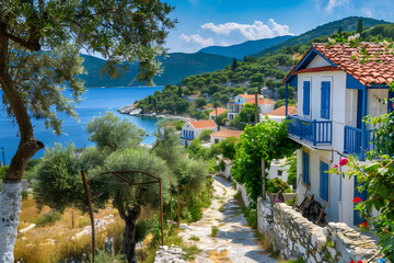 Fototapeta na wymiar Hidden Greek Village: The Perfect Offbeat Mediterranean Paradise