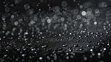raindrops and white sparkling specks on black background