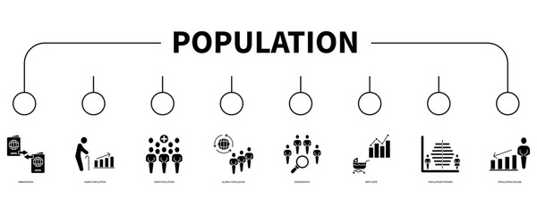 Population account banner web icon vector illustration concept - obrazy, fototapety, plakaty