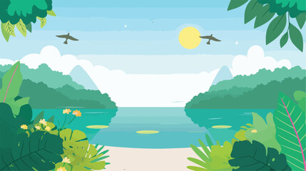 Fototapeta na wymiar Background scene with nature theme illustration fla