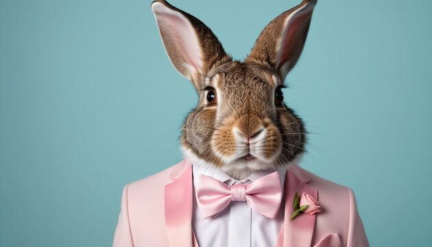 Osterhase im Anzug mit Schleife