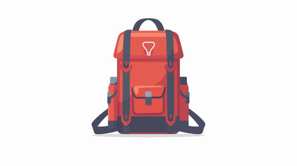 Backpack with red items illustration flat cartoon v