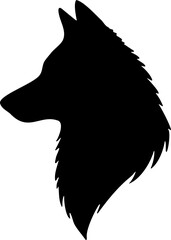 Tête de chien loup de profil, vecteur noir transparent