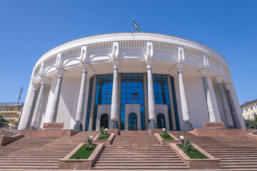 Panoramic picture of drama theatre building in Tashkent, Uzbekistan