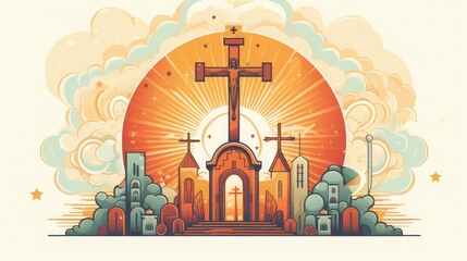Corpus christi catholic religious holiday vector - obrazy, fototapety, plakaty