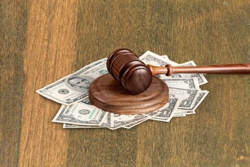 Court of Justice, Judge`s wooden Gavel on Table